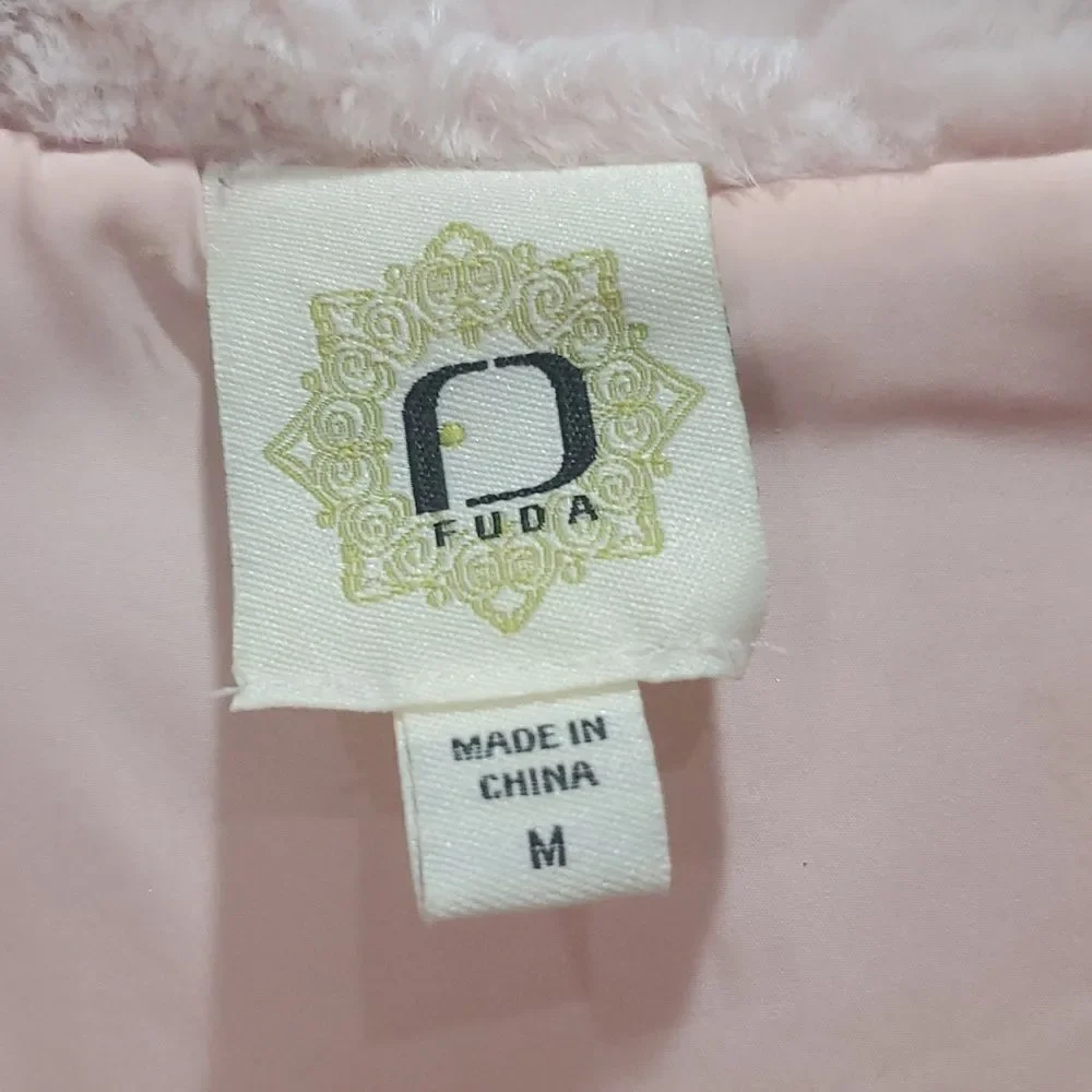 Fuda Womans  Pink Furry Full Zip Jacket Extremely soft, Rose Gold Hardware,  MED - Picture 3 of 7